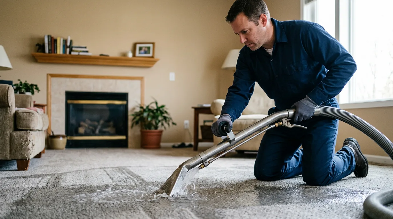 Water damage restoration technician working near Coplay, PA